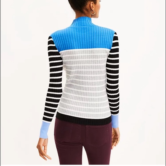 Loft Ribbed & Stripe Long Sleeve Turtleneck - Picture 4 of 7